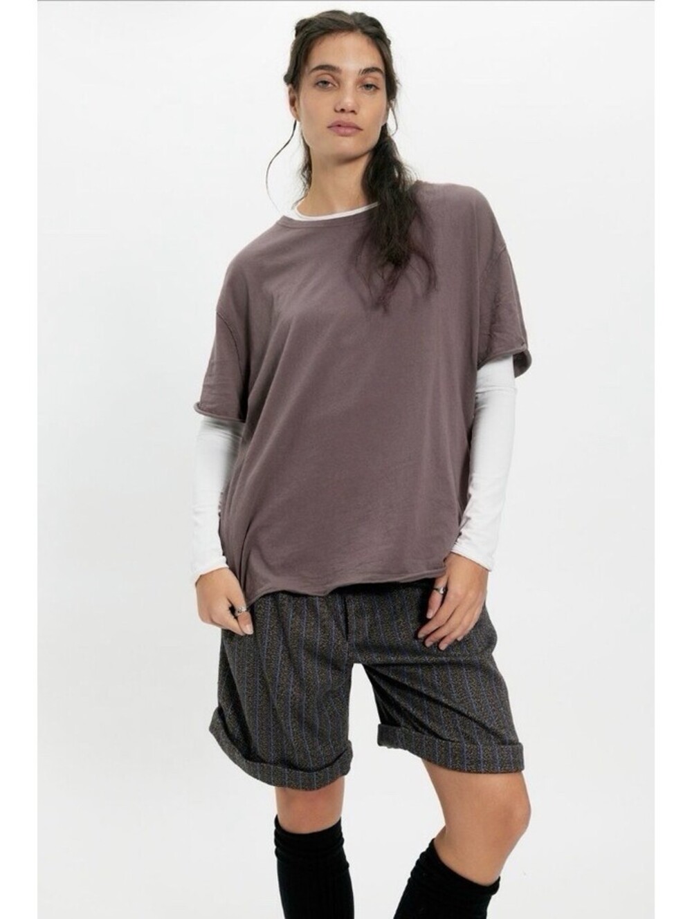 Free People We The Free Nina Tee Mauve Purple Oversized Slouchy T-Shirt Small